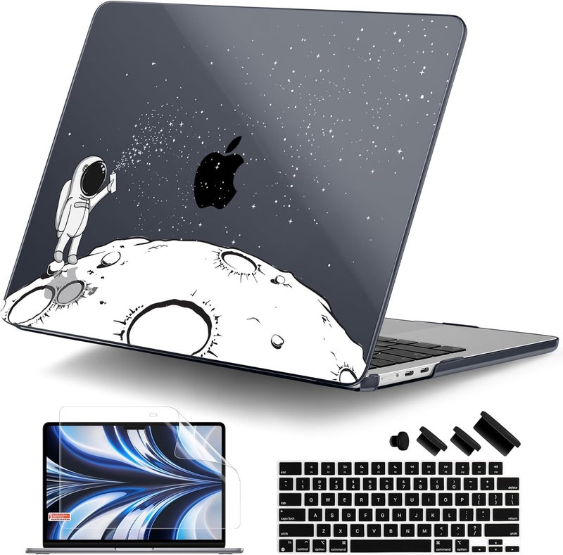 DONGKE for M4 MacBook Air 13.6 Inch Case 2025 2024 2023 2022 Model A3240 A3113 A2681 M3 M2 Chip, Plastic Hard Shell Case Cover with Touch ID for MacBook Air 13 Inch M4 - Astronaut - Image 1
